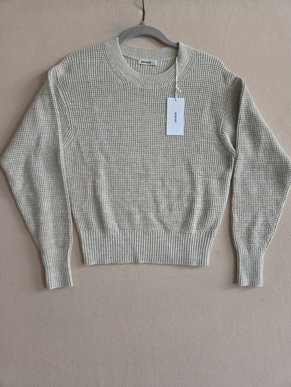 Buck Mason Seafarer Cotton Shrunken Crew in Marled Oatmeal Size S Nwt